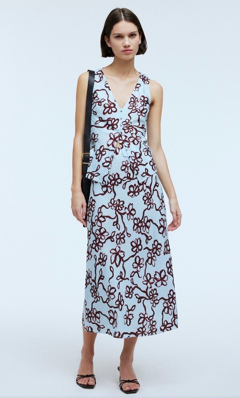 Madewell The Layton Midi Slip Skirt and matching Cutaway Vest top set, Size 10